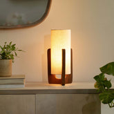 Gren Wooden Table Lamp With Shade - Beige